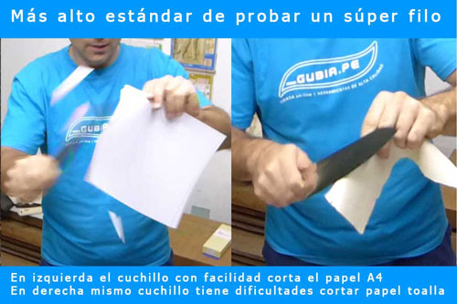 Cortar papel de oficina es mas facil que cortar papel toalla prueba de super filo de cuchillos