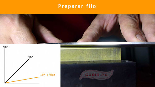 Preparar filo de cuchillo en 10 grados