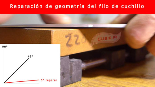 Reparacion de geometria del filo de cuchillo a un angulo 5 grados